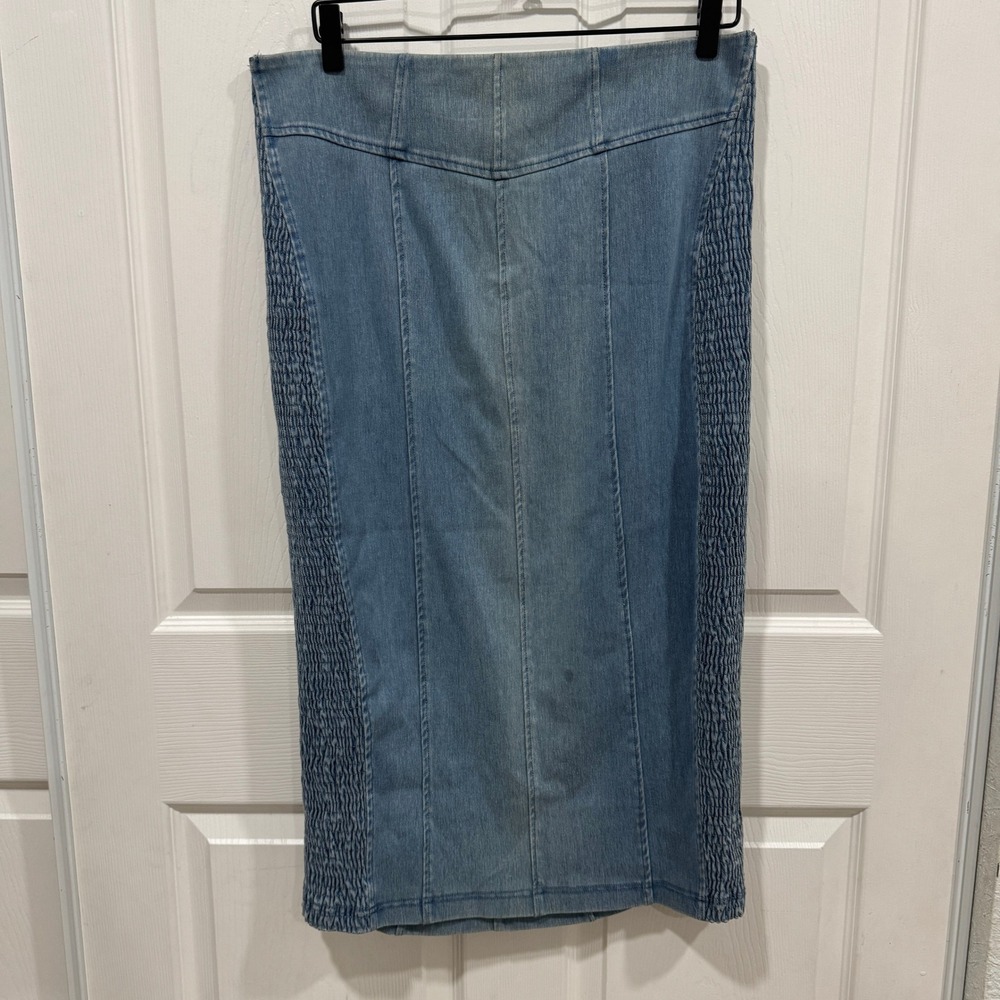 Nat & Liv J.Luxlabel Denim Skirt Women's 2XL‎ Stretch Midi Smocked Sides